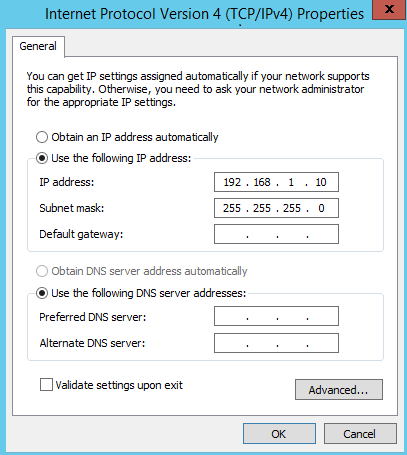 Screenshot network settings