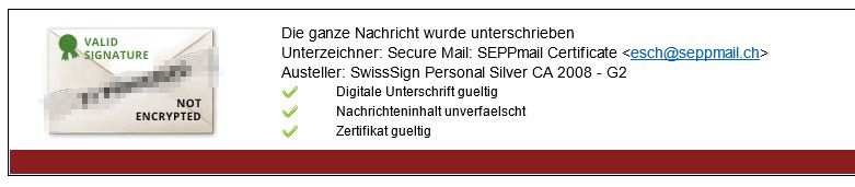 Screenshot - E-Mail Footer bei geprüfter Signatur