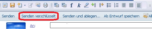 Screenshot IBM Notes mit Schaltfläche "Senden verschlüsselt" Screenshot IBM Notes mit Schaltfläche "Senden verschlüsselt"