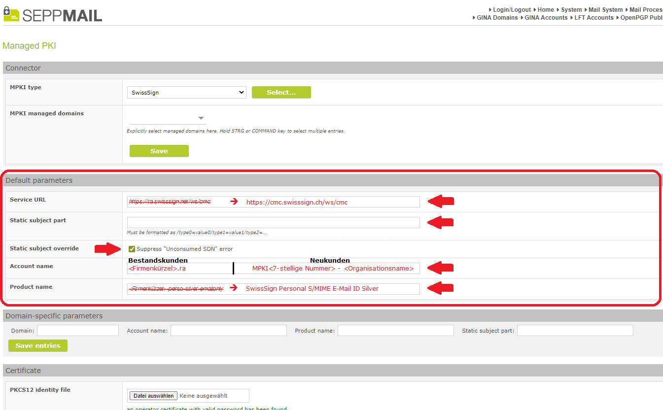 Screenshot Managed PKI wie beschrieben Screenshot Managed PKI wie beschrieben