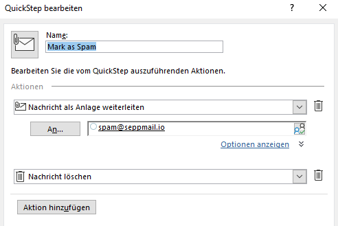 Quickstep in Outlook ausführen