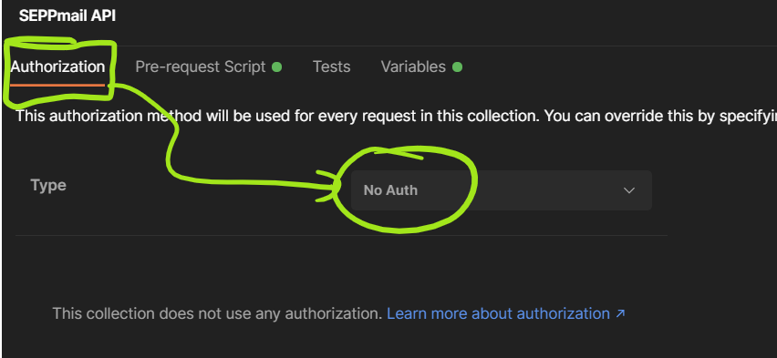 Screenshot No Auth Setting Screenshot No Auth Setting