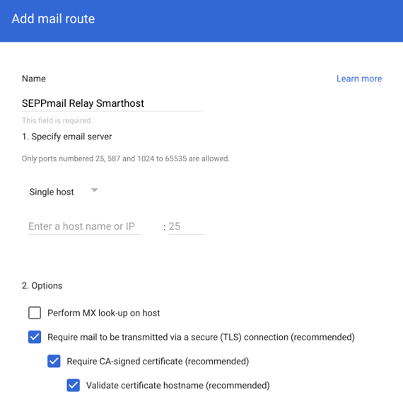 Screenshot for outbound mail routing Screenshot for outbound mail routing
