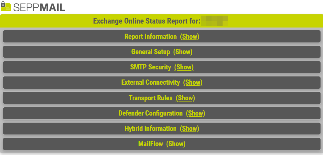 Exchange Online Status Report - Start View Exchange Online Status Report - Start View