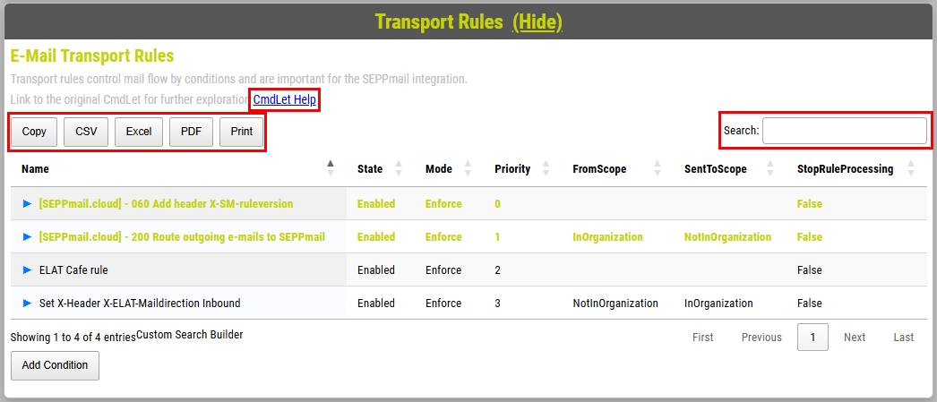 Exchange Online Status Report - Transport Rules Exchange Online Status Report - Transport Rules